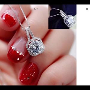 New sterling silver crystal pendant necklace 20”